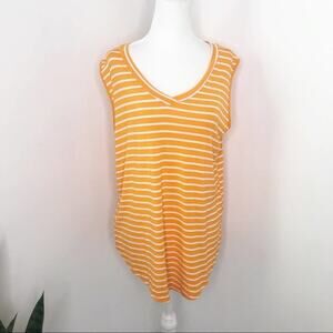 Piko | Orange and White V-Neck Sleeveless Top